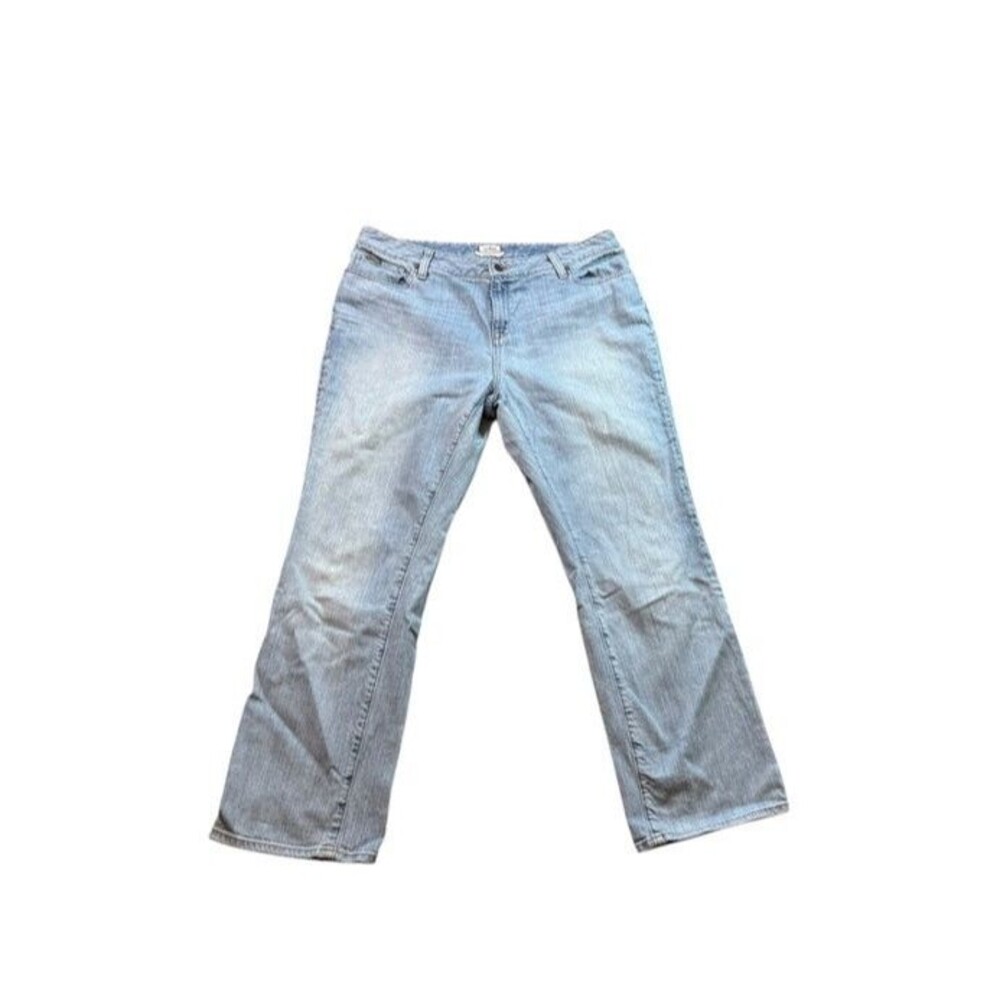 LL Bean Jeans Womens 14P Petite Straight Favorite Fit Stretch Distressed Denim